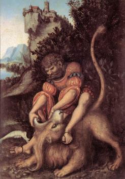 Lucas Il Vecchio Cranach : Samson's Fight with the Lion